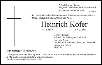 Anzeige von Heinrich Kofer von MGO
