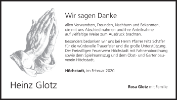 Anzeige von Heinz Glotz von MGO