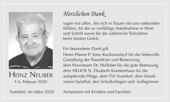 Anzeige von Heinz Neuber von MGO