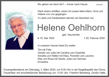 Anzeige von Helene Oehlhorn von MGO