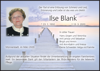 Anzeige von Ilse Blank von MGO