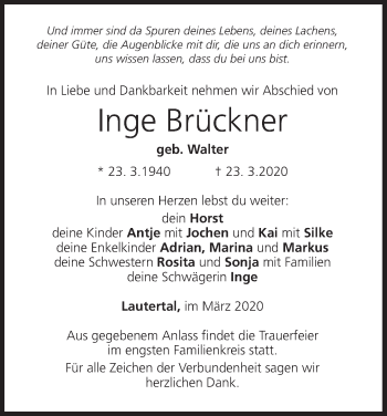 Anzeige von Inge Brückner von MGO
