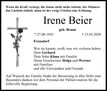 Anzeige von Irene Beier von MGO