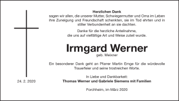 Anzeige von Irmgard Werner von MGO