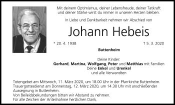 Anzeige von Johann Hebeis von MGO