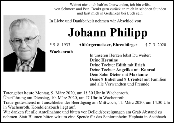 Anzeige von Johann Philipp von MGO