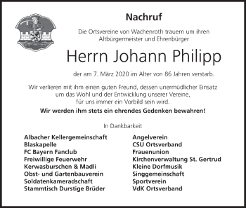 Anzeige von Johann Philipp von MGO