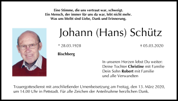Anzeige von Johann Schütz von MGO