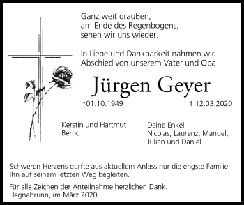 Anzeige von Jürgen Geyer von MGO