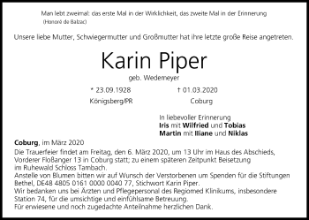 Anzeige von Karin Piper von MGO
