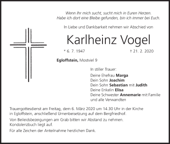 Anzeige von Karlheinz Vogel von MGO