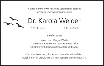 Anzeige von Karola Weder von MGO