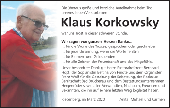 Anzeige von Klaus Korkowsky von MGO