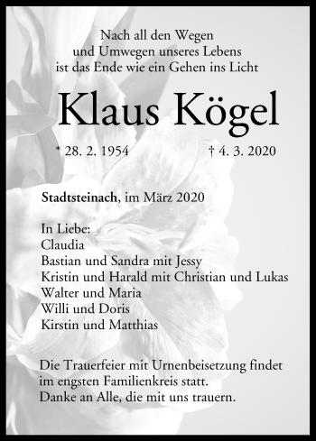 Anzeige von Klaus Kögel von MGO