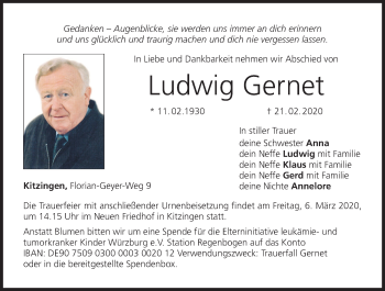 Anzeige von Ludwig Gernet von MGO
