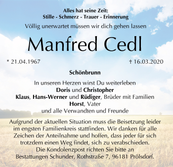 Anzeige von Manfred Cedl von MGO