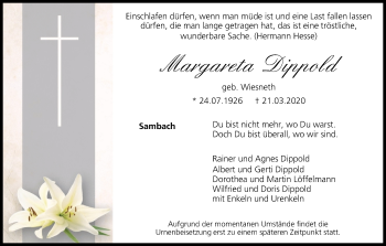 Anzeige von Margareta Dippold von MGO