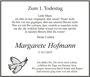 Anzeige von Margarete Hofmann von MGO
