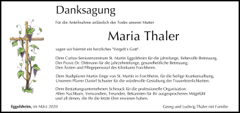 Anzeige von Maria Thaler von MGO