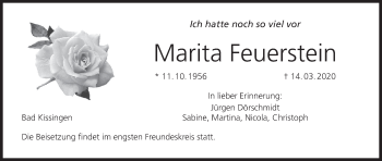 Anzeige von Marita Feuerstein von MGO