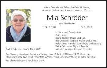 Anzeige von Mia Schröder von MGO