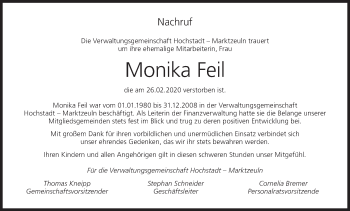 Anzeige von Monika Feil von MGO