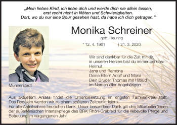 Anzeige von Monika Schreiner von MGO