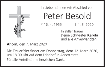 Anzeige von Peter Besold von MGO