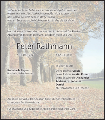 Anzeige von Peter Rathmann von MGO