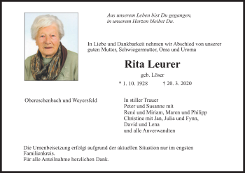 Anzeige von Rita Leurer von MGO