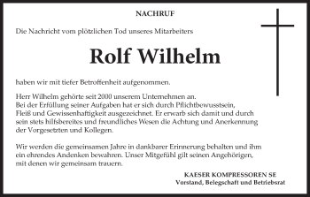 Anzeige von Rolf Wilhelm von MGO
