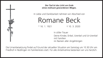 Anzeige von Romane Beck von MGO