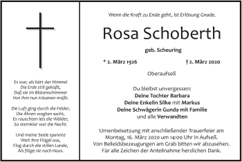 Anzeige von Rosa Schoberth von MGO