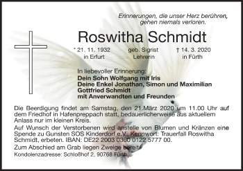 Anzeige von Roswitha Schmidt von MGO