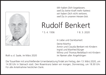 Anzeige von Rudolf Benkert von MGO