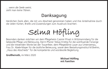 Anzeige von Selma Höfling von MGO