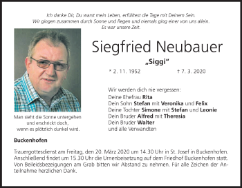 Anzeige von Siegfried Neubauer von MGO