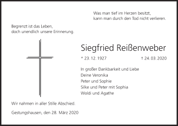 Anzeige von Siegfried Reißenweber von MGO
