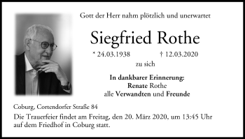 Anzeige von Siegfried Rothe von MGO