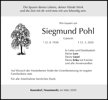 Anzeige von Siegmund Pohl von MGO