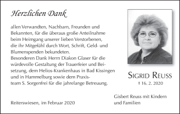 Anzeige von Sigrid Reuss von MGO