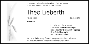 Anzeige von Theo Lieberth von MGO
