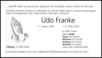 Anzeige von Udo Franke von MGO