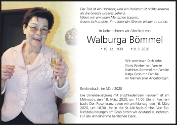 Anzeige von Walburga Bömmel von MGO