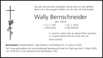 Anzeige von Wally Bernschneider von MGO