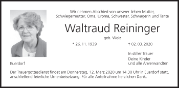 Anzeige von Waltraud Reininger von MGO