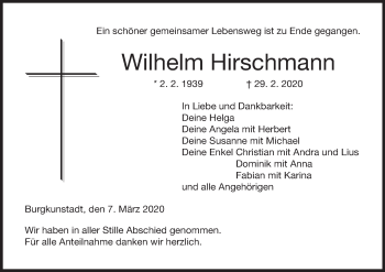 Anzeige von Wilhelm Hirschmann von MGO