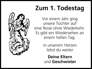 Anzeige von Zum 1. Todestag  von MGO