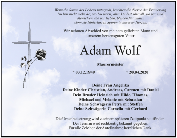 Anzeige von Adam Wolf von MGO