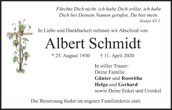 Anzeige von Albert Schmidt von MGO